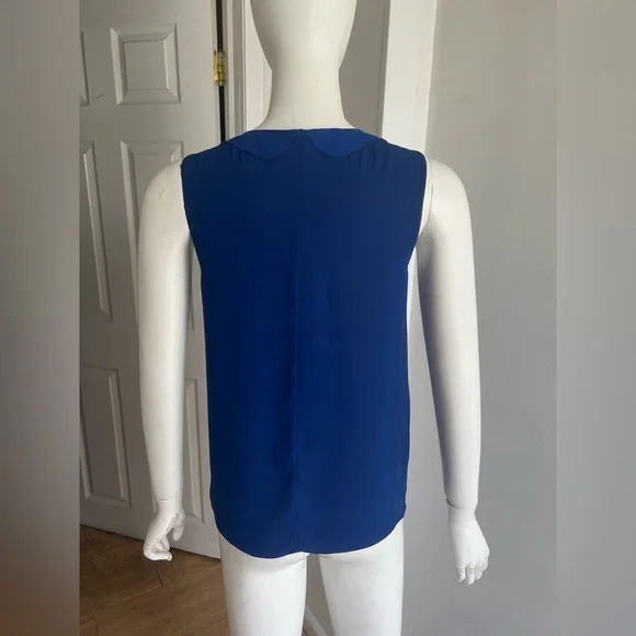 O'2nd for Barney’s New York Sleeveless Tank Top  Size 2 Royal Blue Chiffon Y2K - Picture 3 of 6